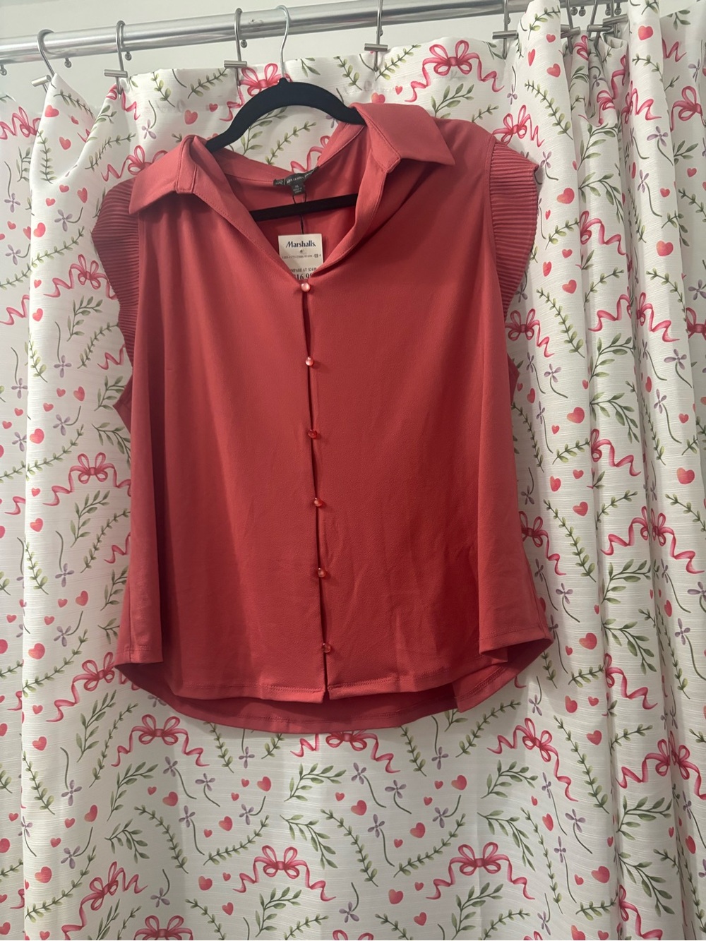 Adrianna Papell Coral Sleeveless Button-Front Blouse bought at Marshalls